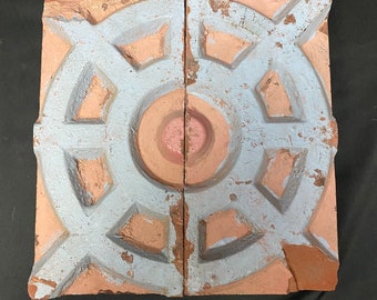 Set of 2 Antique Architectural Salavage Uniquely Designed Masonry Art Deco Brick. Great for small garden box or accent bricks in wall.