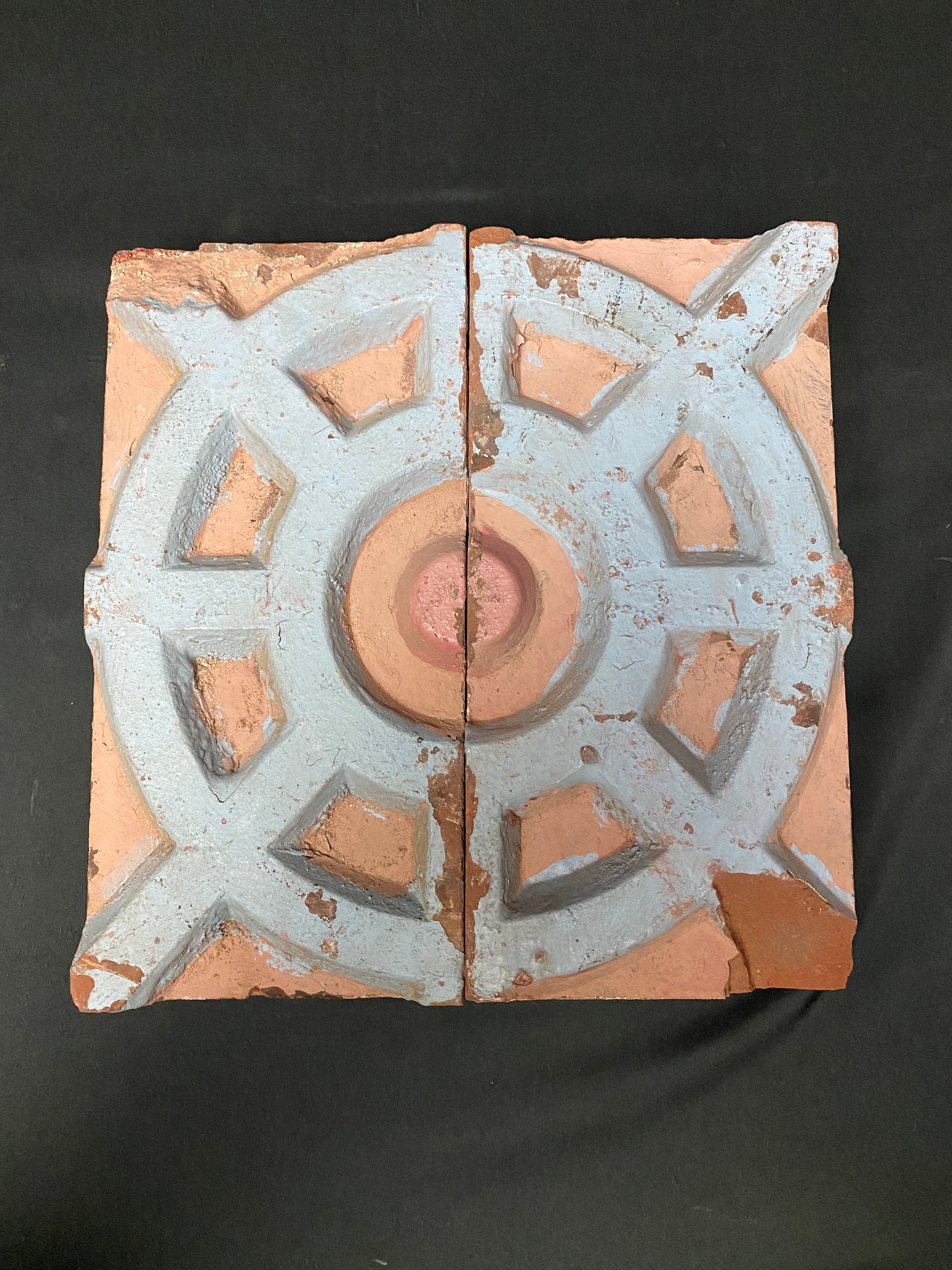 Set Of 2 Antique Architectural Salavage Uniquely Designed Masonry Art Deco Brick. Great For Small Garden Box Or Accent Bricks in Wall