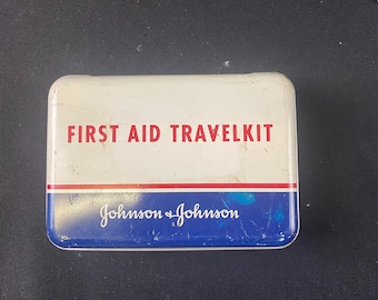 Vintage Johnson and Johnson First Aid TravelKit from the 1950s, free shipping