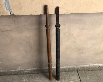 Pair Of Antique Architectural Salvage Vintage Wooden Spindles From The Collection Of Fellenz Antiques
