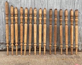 Antique Architectural Salvage Set of 15 Oak Spindles