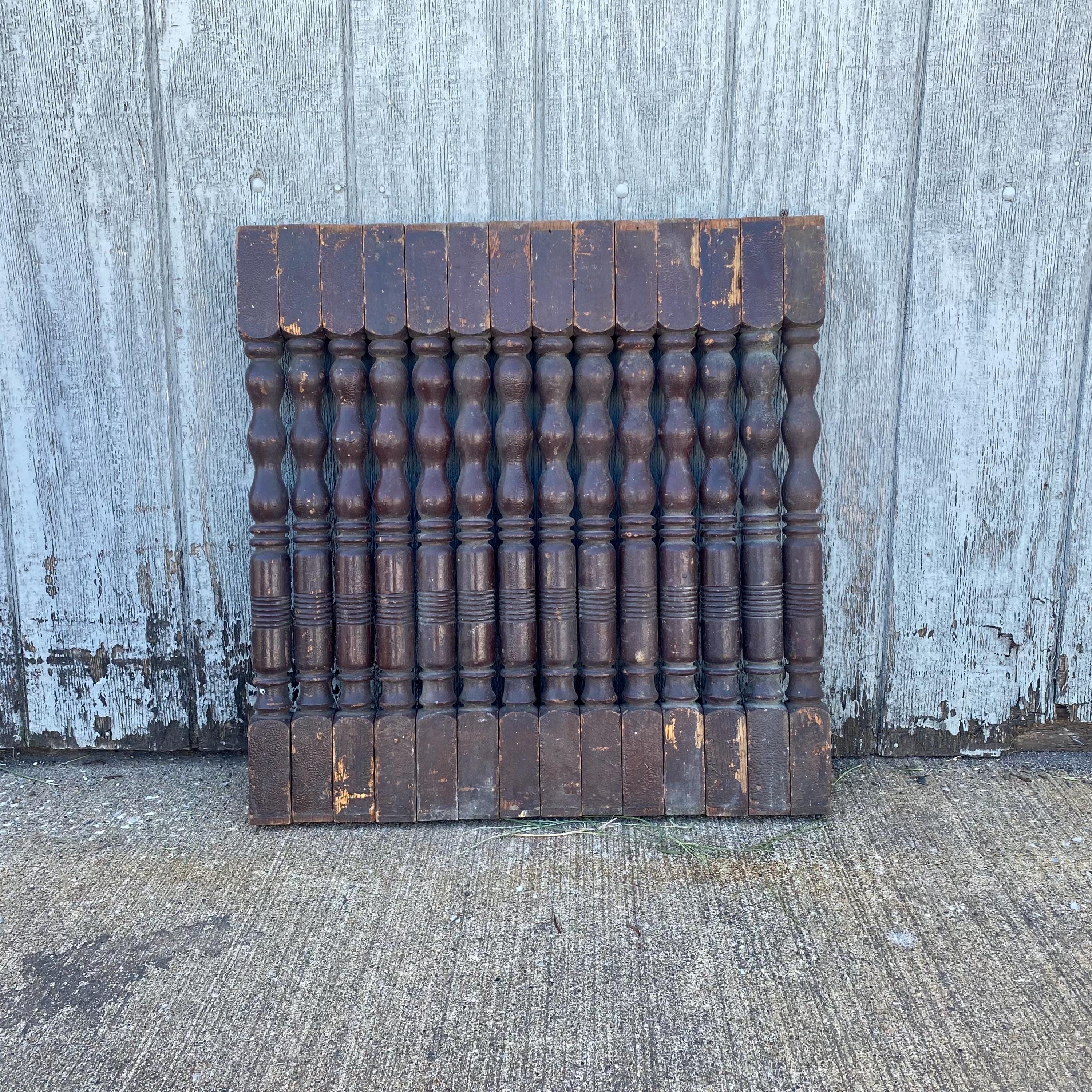 Antique Architectural Salvage Set of 14 Oak Balusters