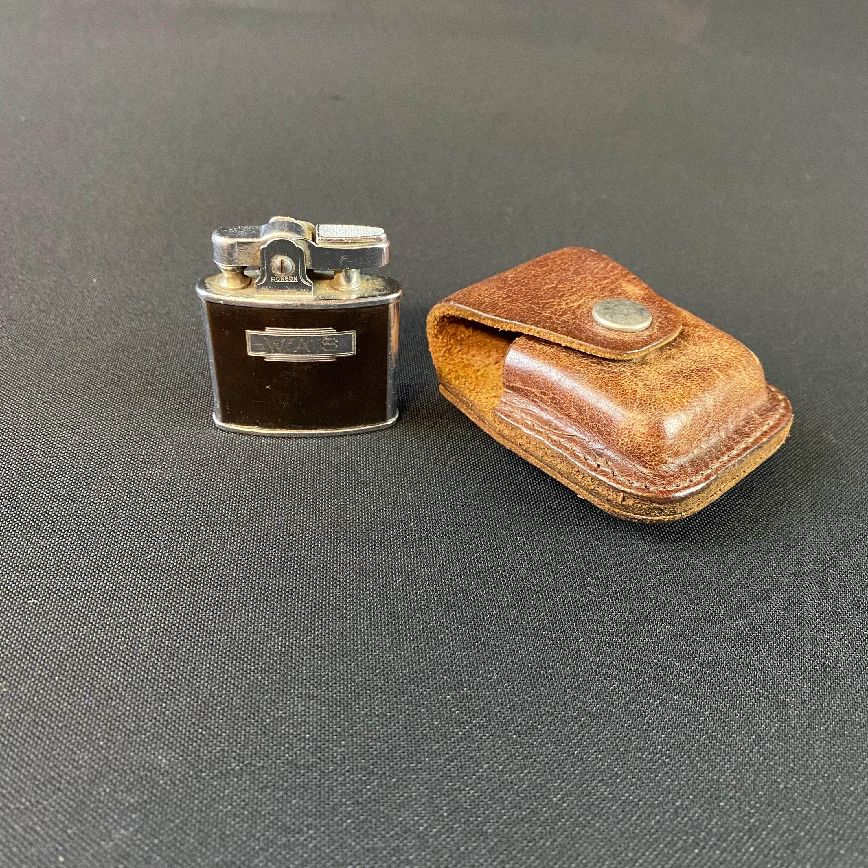 Vintage 1950s Ronson Princess Lighter With Leather Case With Free