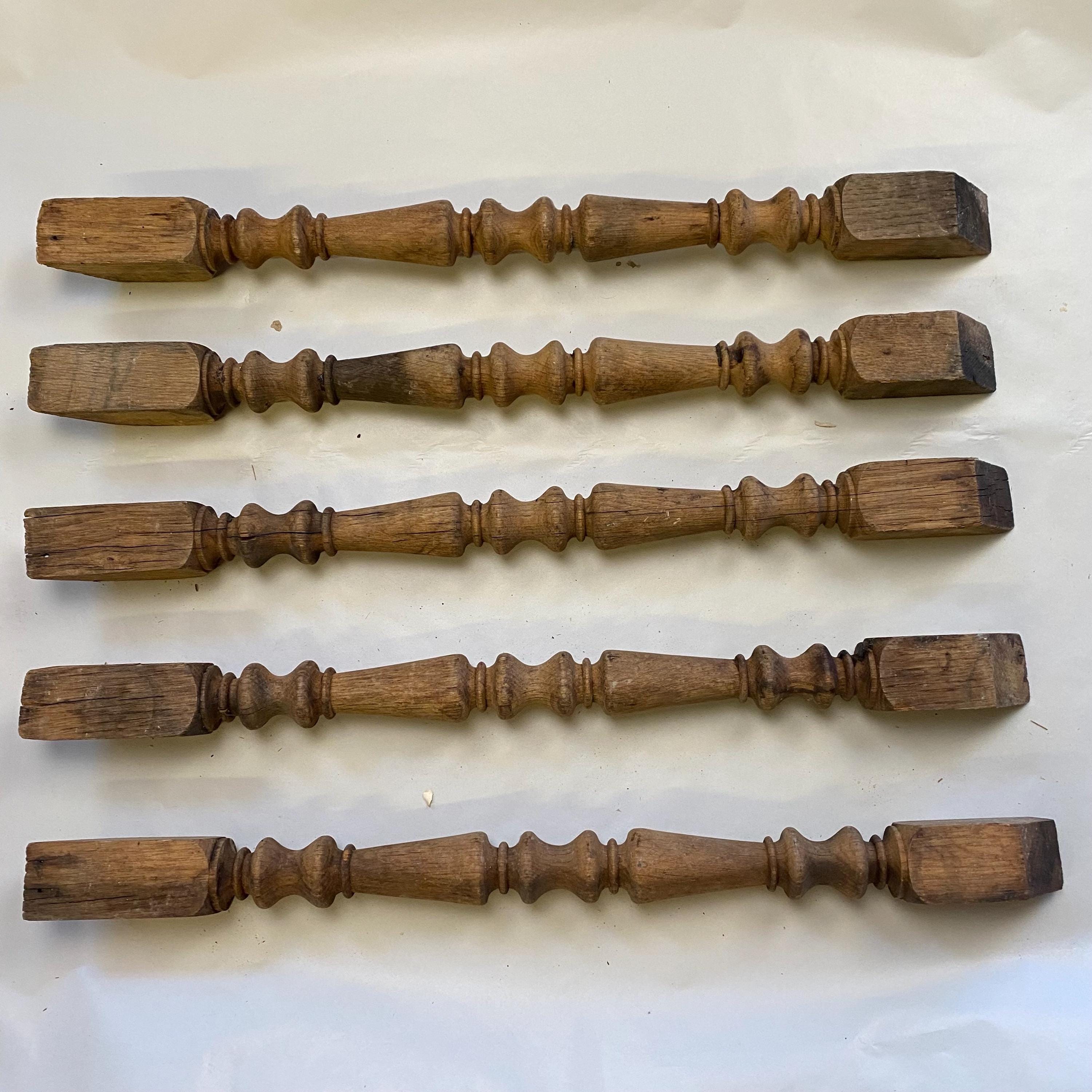 Set of 5 Antique Oak Balusters, Which Are Architectural Salvage