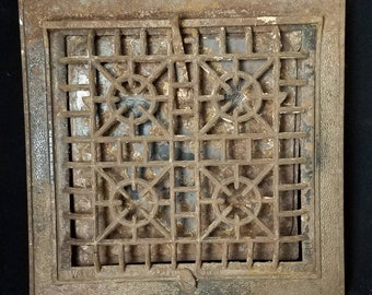 Rustic Antique Vintage Architectural Salvage Cast Iron Grate or Cover from The Collection of Fellenz Antiques