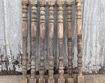 Antique Architectural Salvage Set of 7 Oak Balusters