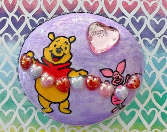 Winnie the Pooh and Piglet, Valentine  Day’s gift, kindness rock