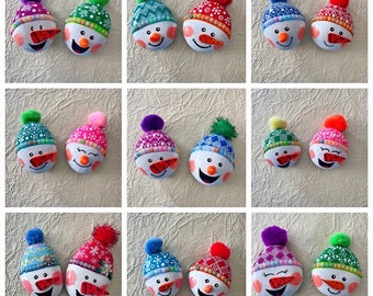 Sets of two snowman hand painted rocks, stone art, Christmas gifts, kindness rocks