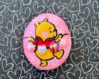 Winnie the Pooh Valentine’s gift, hand painted rock, kindness rock