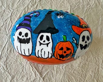 Halloween hand painted rock, gift, trick or treat, Halloween decor