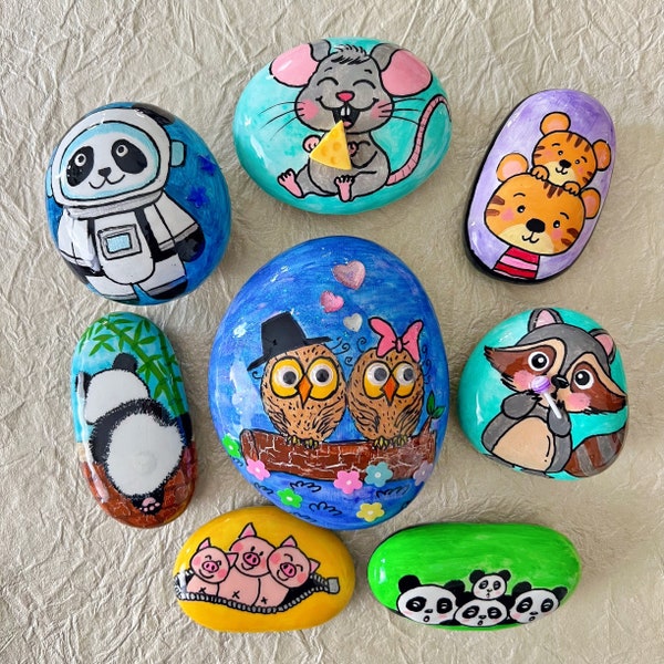 Animals That Collect Rocks Painted Rocks Animals - Etsy
