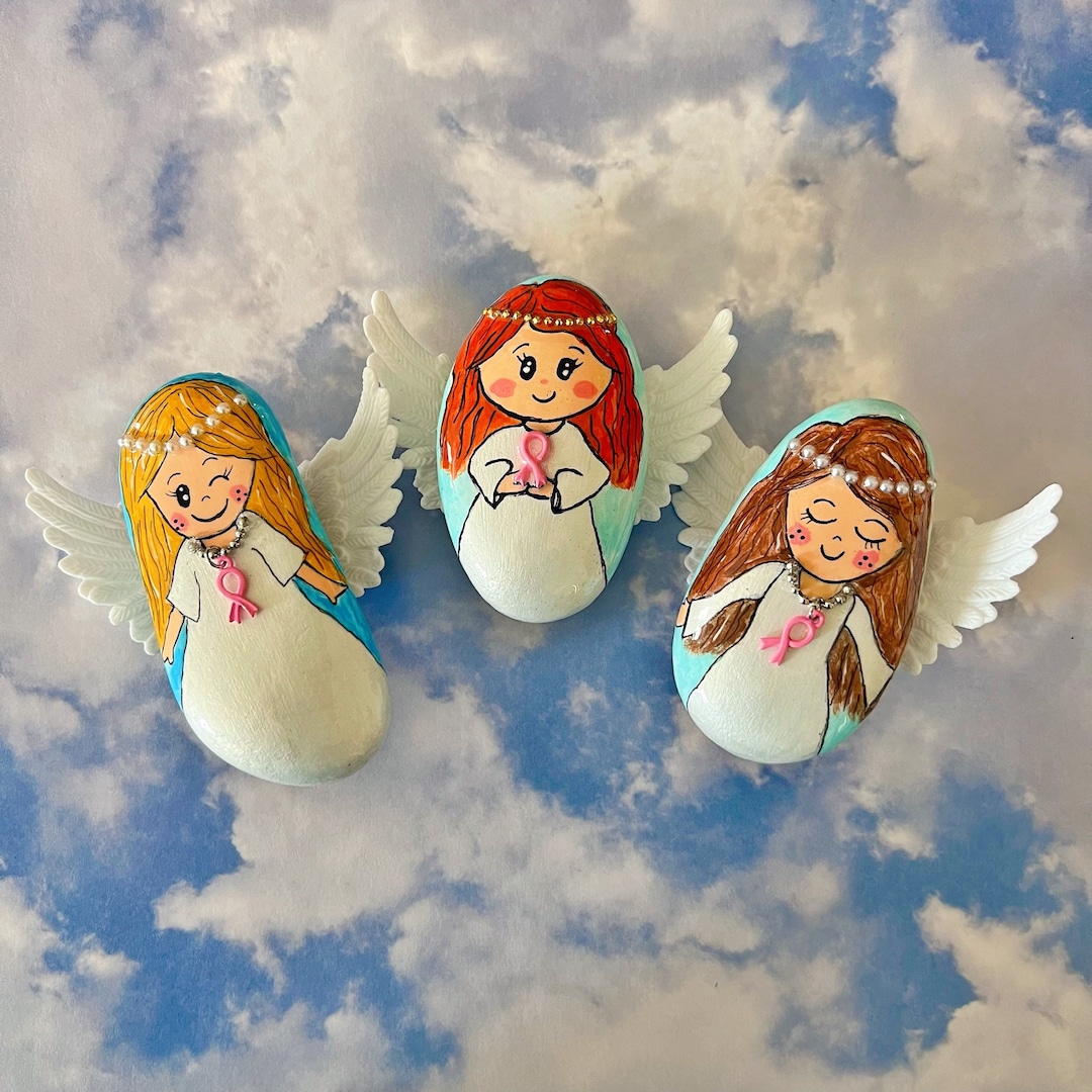 Cancer Support Rocks Breast Cancer Awareness Little Angel Hand Painted Rocks - Etsy