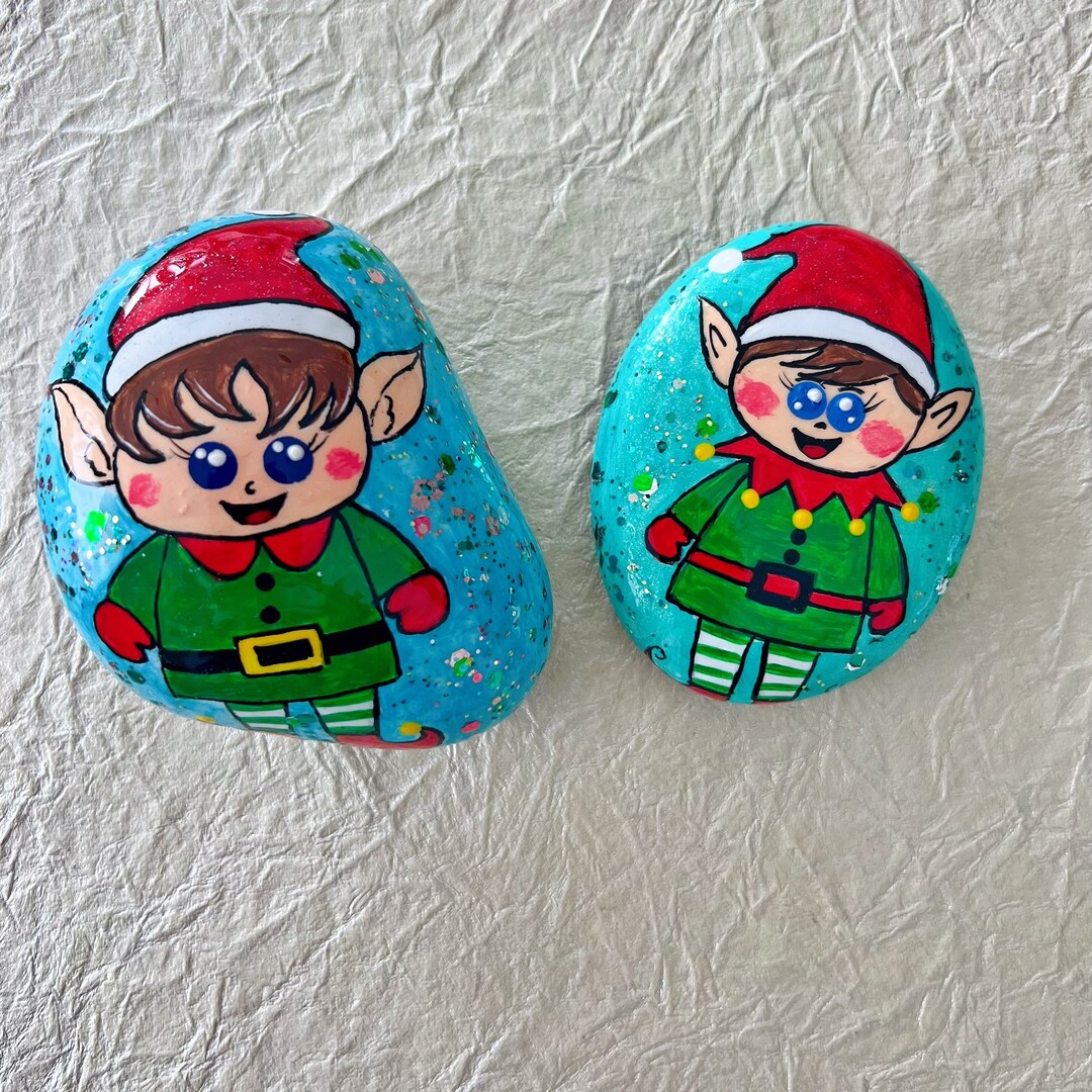Elf Painted Rocks Christmas Gifts Stone Art Kindness Rocks - Etsy