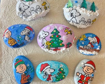 Merry Christmas hand painted rocks, stone art, kindness rocks,  perfect for Christmas/holiday gifts