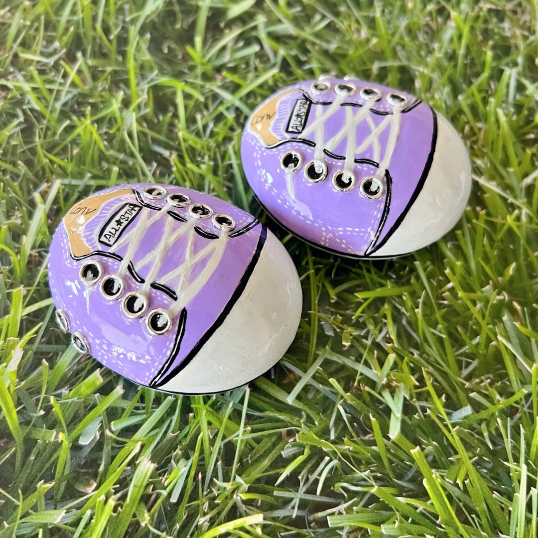 Pair of Light Lavender Sneakers Hand Painted Rocks, Stone Art, Gift ...