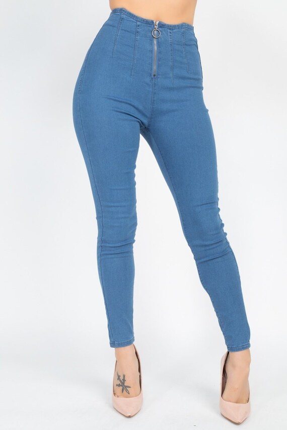 High-waist denim jeans
