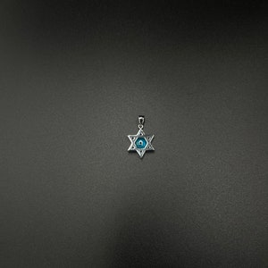 David Star Evil Eye Pendant, Sterling Silver David Star, Protection Charm, Jewish Symbol
