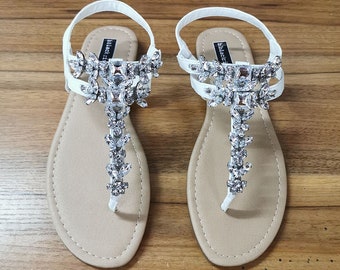 white rhinestone sandals