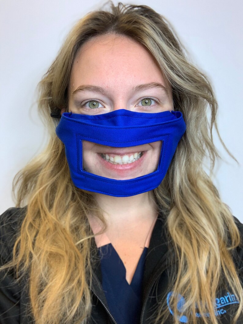 Clear Lip Reading Face Mask Solid Royal Blue Pattern with anti Etsy