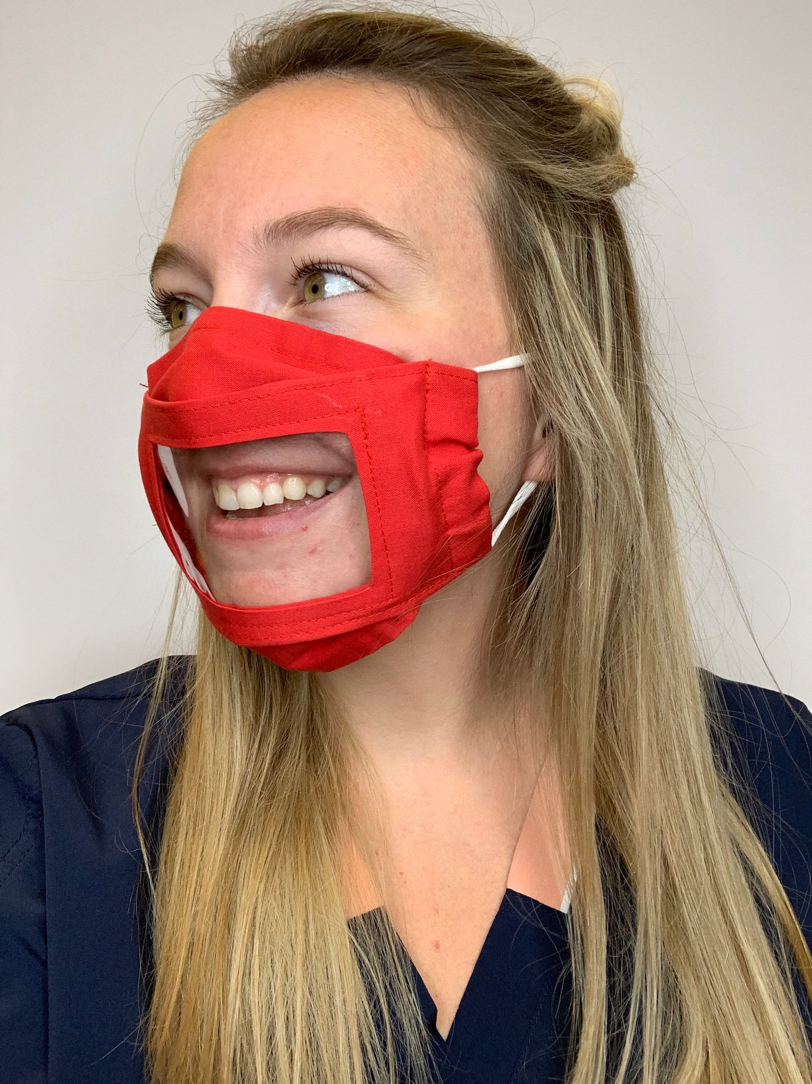 Clear Lip Reading Face Mask Solid Red Pattern with anti fog Etsy