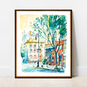 Greenwich Village Watercolor Print: NYC Street Scene Giclee Art