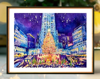 Rockefeller Center Christmas Tree Print • NYC Holiday Wall Art • Christmas Home Art