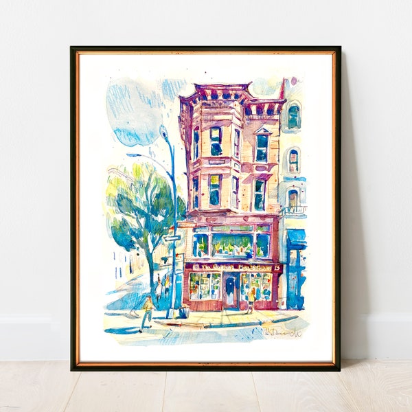 The Corner Bookstore. Upper East Side. Manhattan  |  | NYC Watercolor Artwork Giclee Print on Premium Paper | New York Poster Decor Wall Art