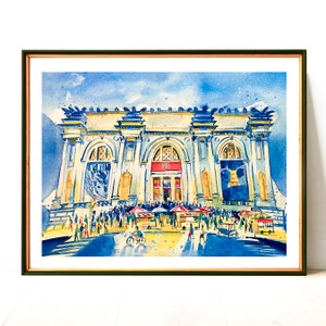 MET Museum Watercolor Print: NYC 5th Ave Giclee Art