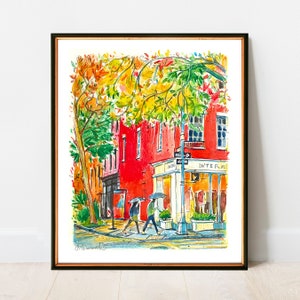 Bleecker Street Watercolor Art Print: NYC Giclee Wall Decor
