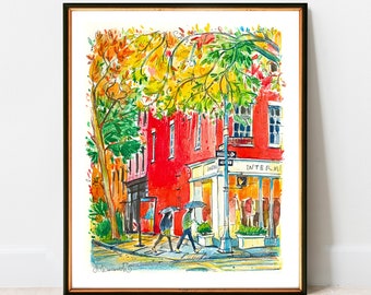 Bleecker Street, New York City Print | NYC Watercolor Artwork Giclee Print on Premium Paper | New York Poster Decor Wall Art from Original