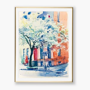 West Village Spring: NYC Watercolor Giclee Art Print