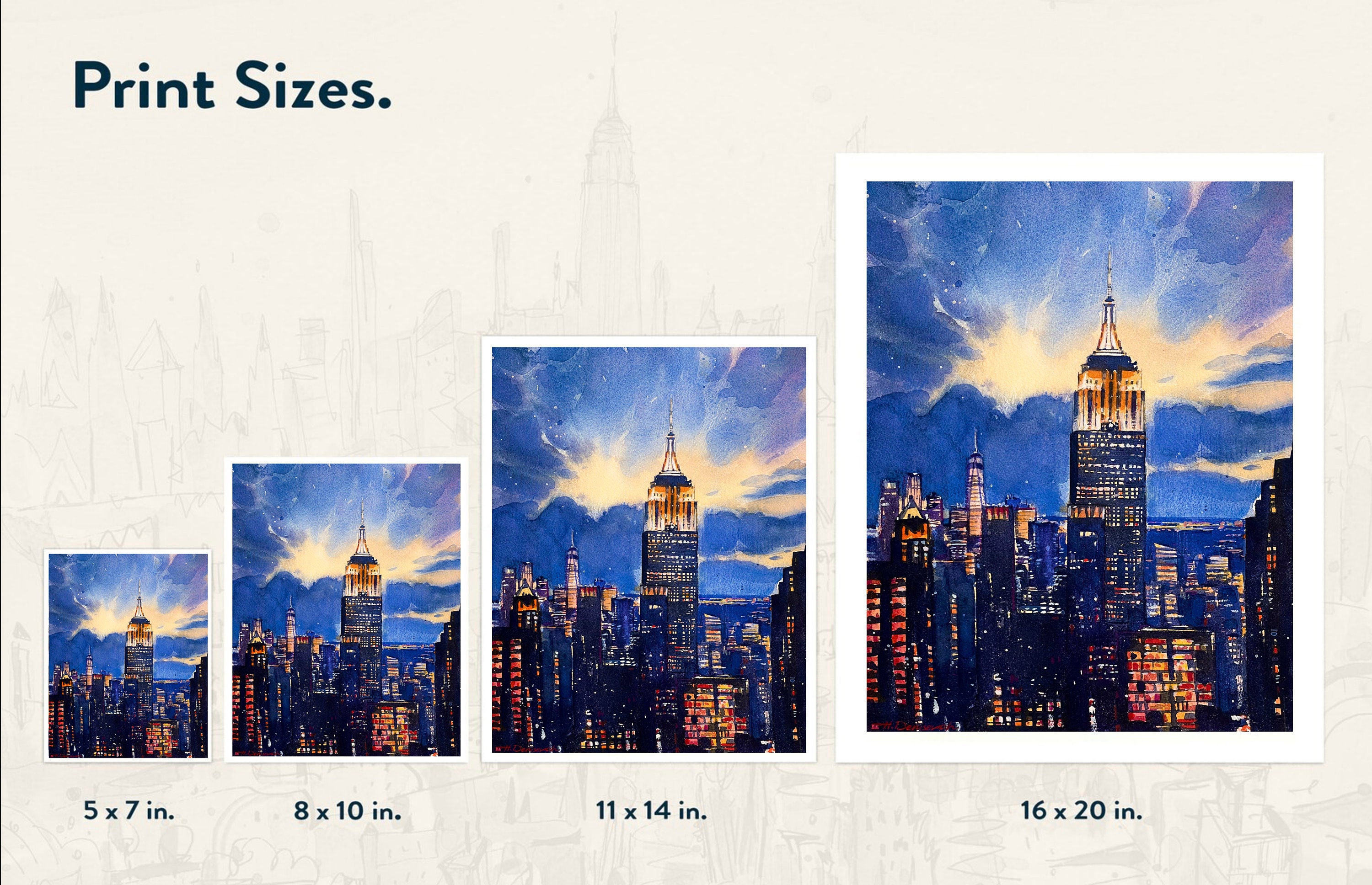 Set De Table - Skyline De New York Avec L' Empire State Building 45x30 Cm 6 Pieces