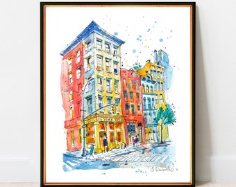 Le York SoHo, New York City Print | NYC Watercolor Artwork Giclee Print on Premium Paper | New York Poster Decor Wall Art from Original