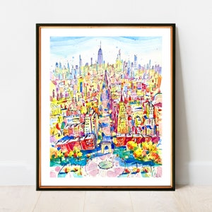 Washington Square Park | New York City Print | NYC Watercolor Artwork Giclee Print on Premium Paper | New York Poster Decor Wall Art