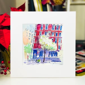 Original Watercolor &quot;West Village NYC&quot;, 7.5x7.5in | New York Original Painting Decor Wall Art