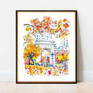 November. Washington Square Arch | NYC Watercolor Artwork Giclee Print on Premium Paper | New York Poster Decor Wall Art from Original