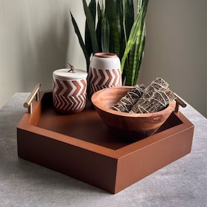 Ottoman Tray | Hexagon Tray | Coffee Table Tray | Breakfast Tray |Wooden Tray | Wood Serving Tray | Decorative Tray | Geometric Tray