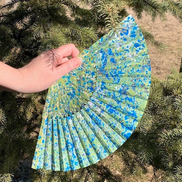 Folding Hand Fan Unique FREE Shipping to Canada Stay Cool Hand-Painted Wedding Marbled Hand Fan Stylish Boho Trendy Style