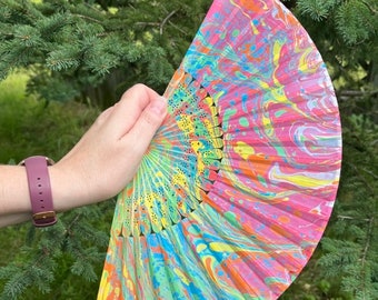 Marbled Hand Fan, Folding Hand Fan, Unique, Hand-Painted, Trendy, Stylish, Boho, Style, Wedding, Stay Cool, FREE Shipping to Canada