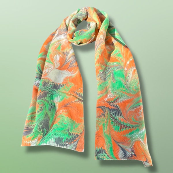 Marbled Silk Scarf Etsy