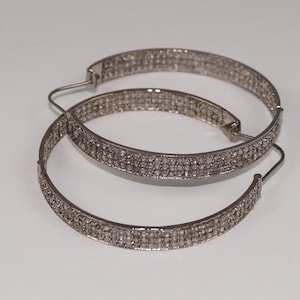 Natural shinning Pave diamonds silver Hoops diamond 925 sterling silver Party Wear Hoops Earring Gift For Your Love