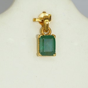 Certified 2.05ctw Emerald 14k Solid Gold Pendant Natural Emerald Gemstone PENDANT gold emerald charm pendant in 18" long 14K gold chain