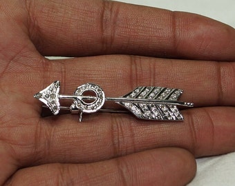 Pave diamond arrow brooch in Sterling silver Warrior brooch bravery brooch cupid arrow