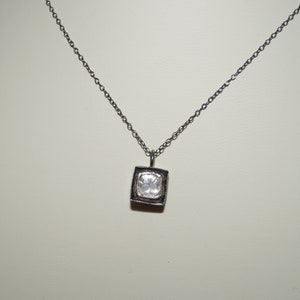 10mm Square Shape Victorian style Antique Cut Polki uncut diamond sterling silver Classy necklace Pendent
