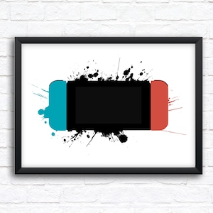 Nintendo Switch Controller - Minimal Splatter-Art Print - Cartel de arte de pared - A5/A4/A3