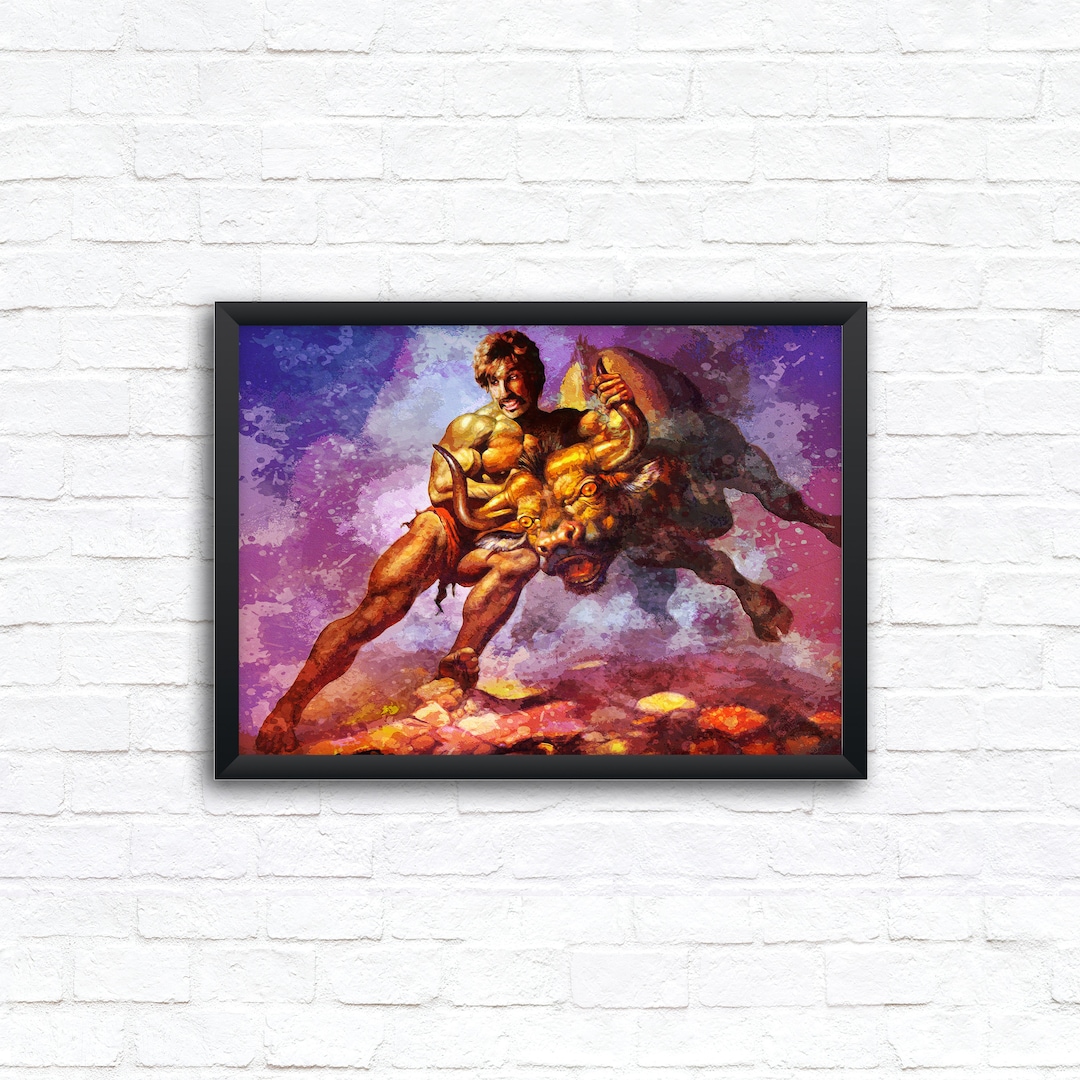 Dodgeball taking the Bull by the Horns Watercolour Digital Portrait