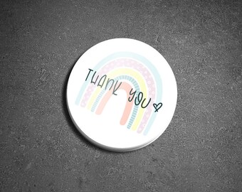 1.5" x 1.5" Waterproof Vinyl Sticker: Small Business "Thank You" || Pastel Boho Rainbow