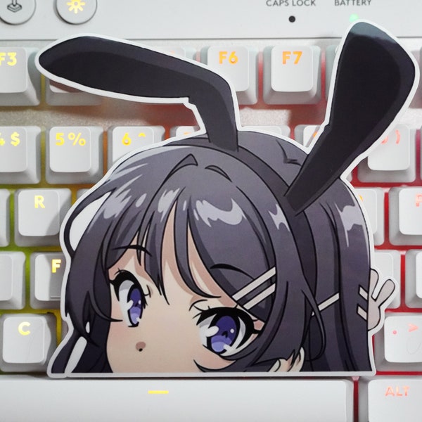 Cute Anime Bunny Girl Peeker Sticker Mai - Anime Sticker