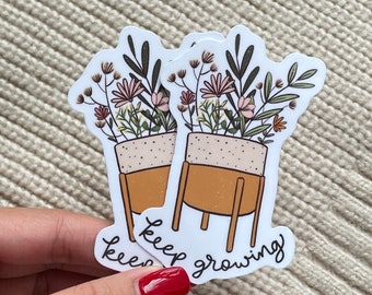 Pegatinas con el mensaje Keep Growing, calcomanías adhesivas, calcomanías para computadora portátil, calcomanías para botellas de agua, calcomanías para Hydro Flask, calcomanías troqueladas, calcomanías lindas para teléfono