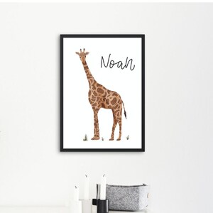 Cartel de animales jirafa A4 cartel de animales habitación infantil decoración de la habitación de los niños cartel de animales safari cartel de animales personalizable cartel jirafa